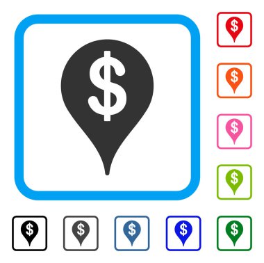 Banka harita işareti simgesi çerçeveli