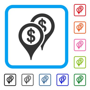 Banka harita işaretleri simgesi çerçeveli