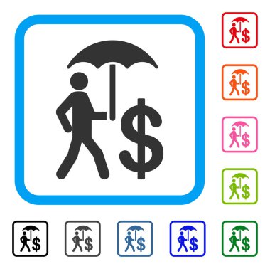 Bankacı şemsiye koruma simgesi çerçeveli