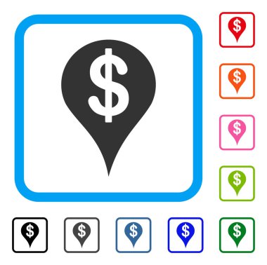 Doları harita işareti simgesi çerçeveli