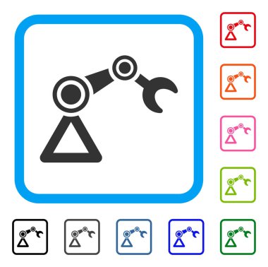 Robotik manipülatör simgesi çerçeveli