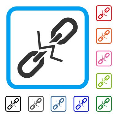 Kırık zincir bağlantı simgesi çerçeveli