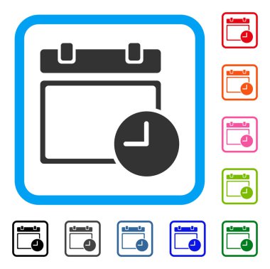 Takvim sayfası ve saat simgesi çerçeveli