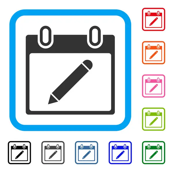 Page de calendrier crayon Icône encadrée — Image vectorielle