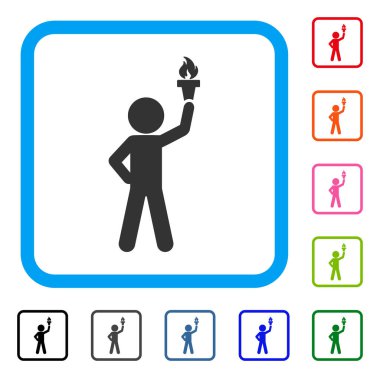 Simge çocuk özgürlük meşale ile çerçeveli