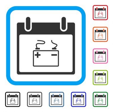 Akümülatör takvim günü simgesi çerçeveli