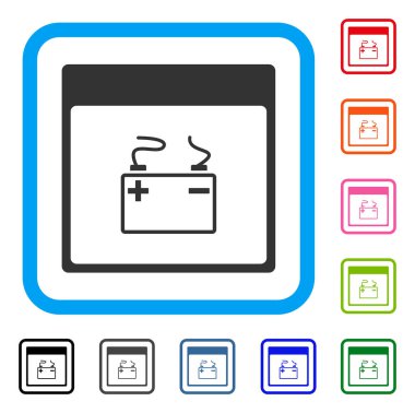 Akümülatör takvim sayfası simgesini çerçeveli