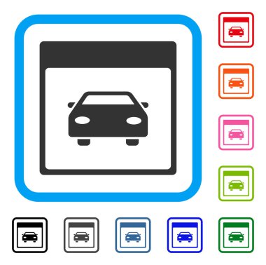 Otomobil araba takvim sayfası simgesini çerçeveli