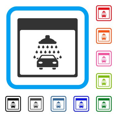 Otomobil duş takvim sayfası simgesini çerçeveli