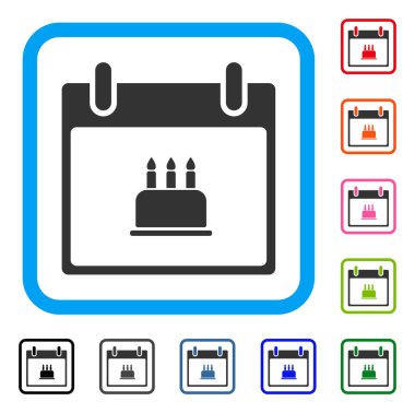 Doğum günü pastası takvim günü simgesi çerçeveli