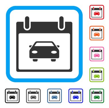 Araba takvim günü simgesi çerçeveli