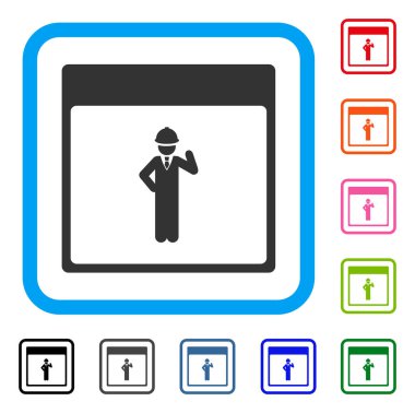 Mühendis takvim sayfası simgesini çerçeveli