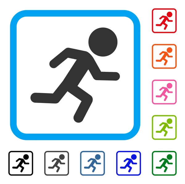 Running Child Framed Icon — Stock Vector