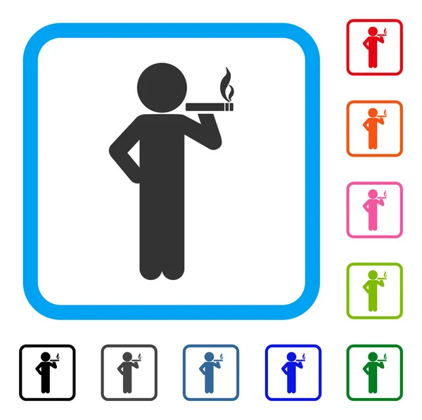 Fumar niño enmarcado icono — Vector de stock
