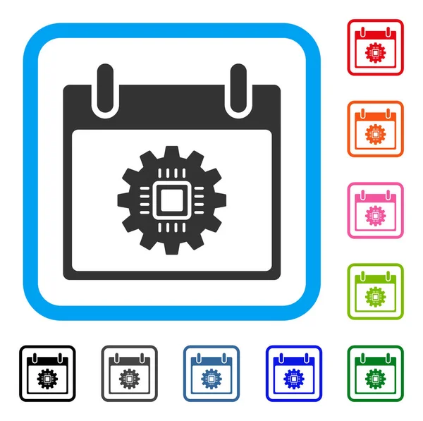 Çip dişli takvim günü simgesi çerçeveli — Stok Vektör