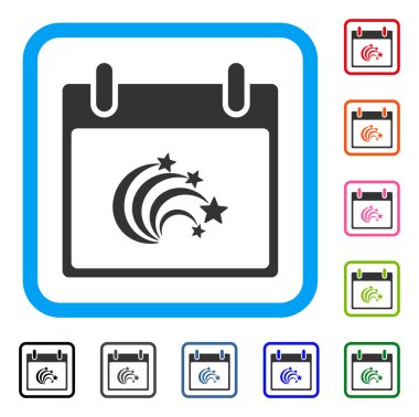 Festival Fireworks takvim günü simgesi çerçeveli