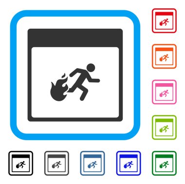 Yangın tahliye takvim sayfası simgesini çerçeveli