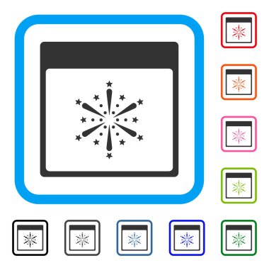 Takvim sayfası simgesini çerçeveli havai fişek patlama