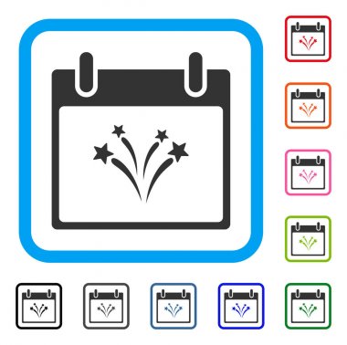 Havai fişek takvim günü simgesi çerçeveli