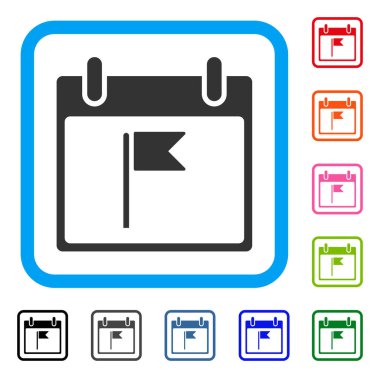 Bayrak takvim günü simgesi çerçeveli