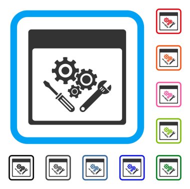 Dişli araçları takvim sayfası simgesini çerçeveli