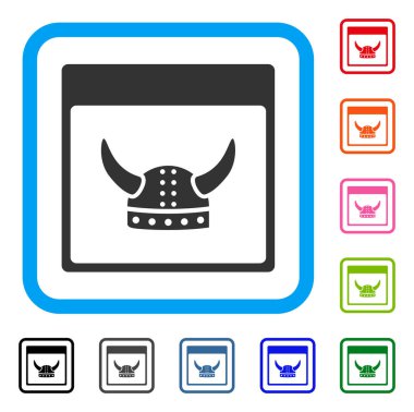 Boynuzlu eski kask takvim sayfası simgesini çerçeveli