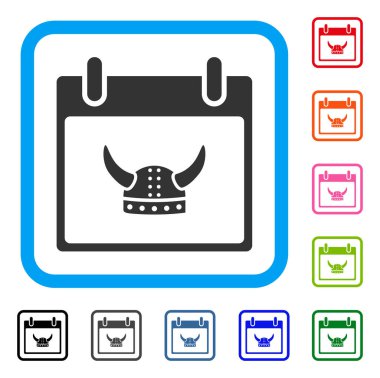 Boynuzlu miğfer takvim günü simgesi çerçeveli