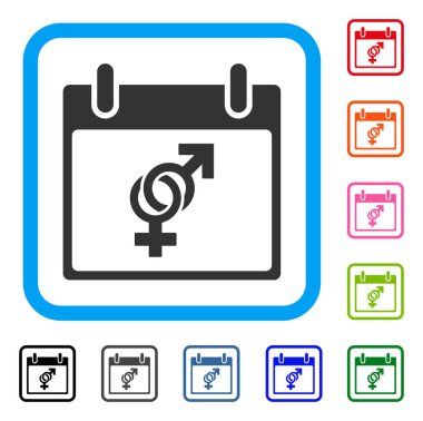 Evlilik takvim günü simgesi çerçeveli