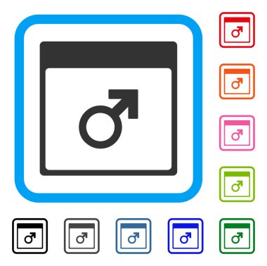 Mars erkek sembol takvim sayfası simgesini çerçeveli