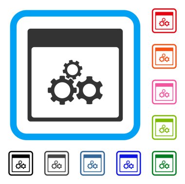 Mekanik vites takvim sayfası simgesini çerçeveli