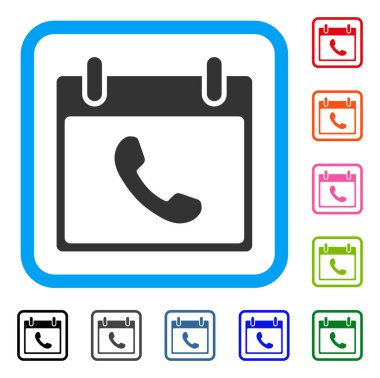 Telefon takvim günü simgesi çerçeveli