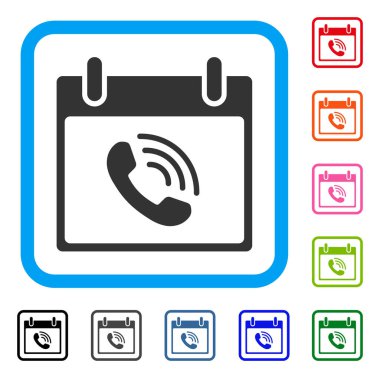 Telefon görüşmesi takvim günü simgesi çerçeveli