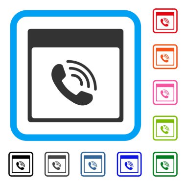 Telefon görüşmesi takvim sayfası simgesini çerçeveli