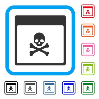 Zehir kafatası takvim sayfası simgesini çerçeveli