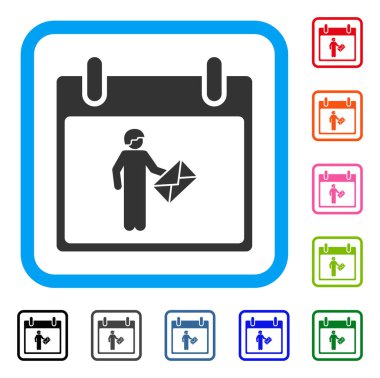 Postacı takvim günü simgesi çerçeveli