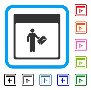 Postacı takvim sayfası simgesini çerçeveli
