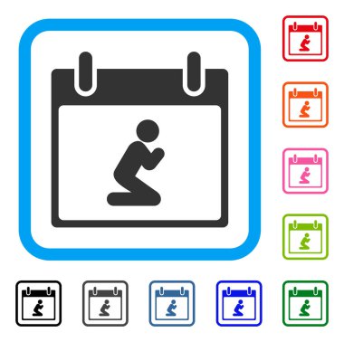 Kişi takvim günü simgesi çerçeveli dua