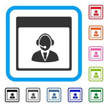 Resepsiyon operatör takvim sayfası simgesini çerçeveli