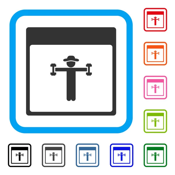 Gentleman Fitness Calendar Page Framed Icon — Stock Vector