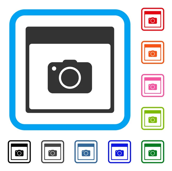 Foto Camera Calendar Page Ícone emoldurado — Vetor de Stock