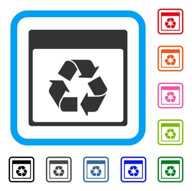 Geri dönüşüm takvim sayfası çerçeveli simgesi