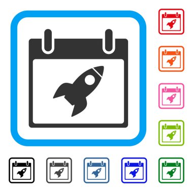 Roket takvim günü simgesi çerçeveli