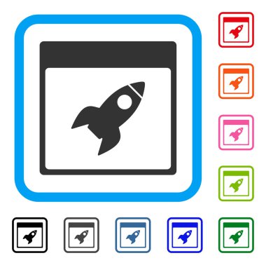 Roket takvim sayfası simgesini çerçeveli