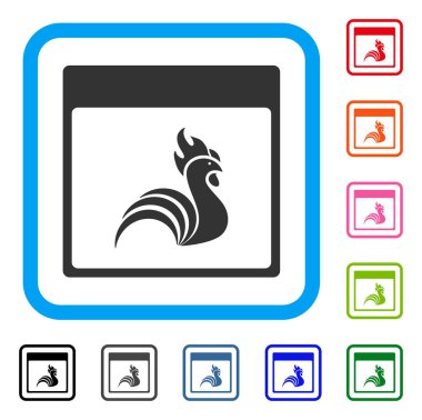 Horoz takvim sayfası simgesini çerçeveli