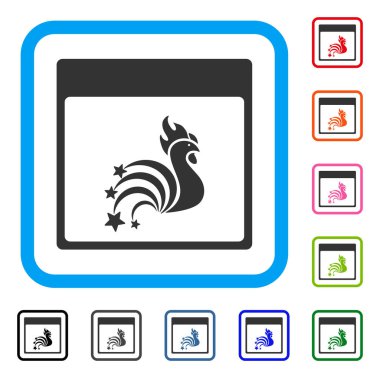 Horoz havai fişek takvim sayfası simgesini çerçeveli