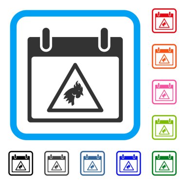 Horoz uyarı takvim günü simgesi çerçeveli