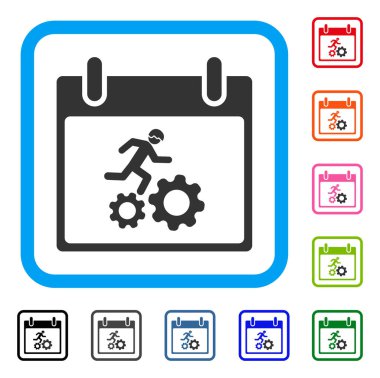 İşçi takvim günü çalışan simgesi çerçeveli