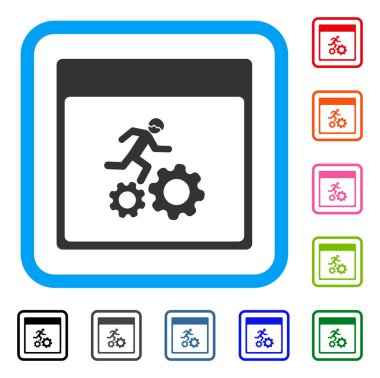 Çalışan işçi takvim sayfası simgesini çerçeveli