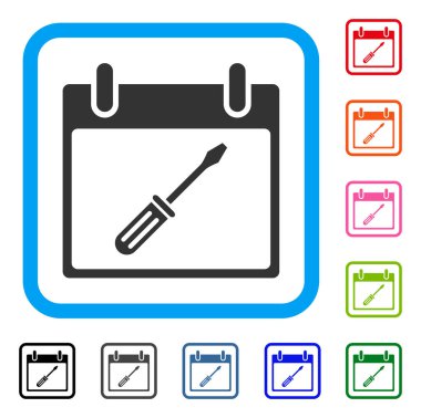 Tornavida ayarlama takvim günü simgesi çerçeveli