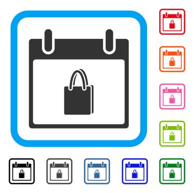 Alışveriş çantası takvim günü simgesi çerçeveli